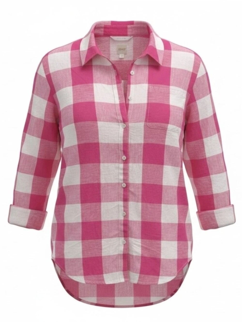 JAG New with Tag Pink & White Plaid Button Front Tunic Size Large 100% Cotton
